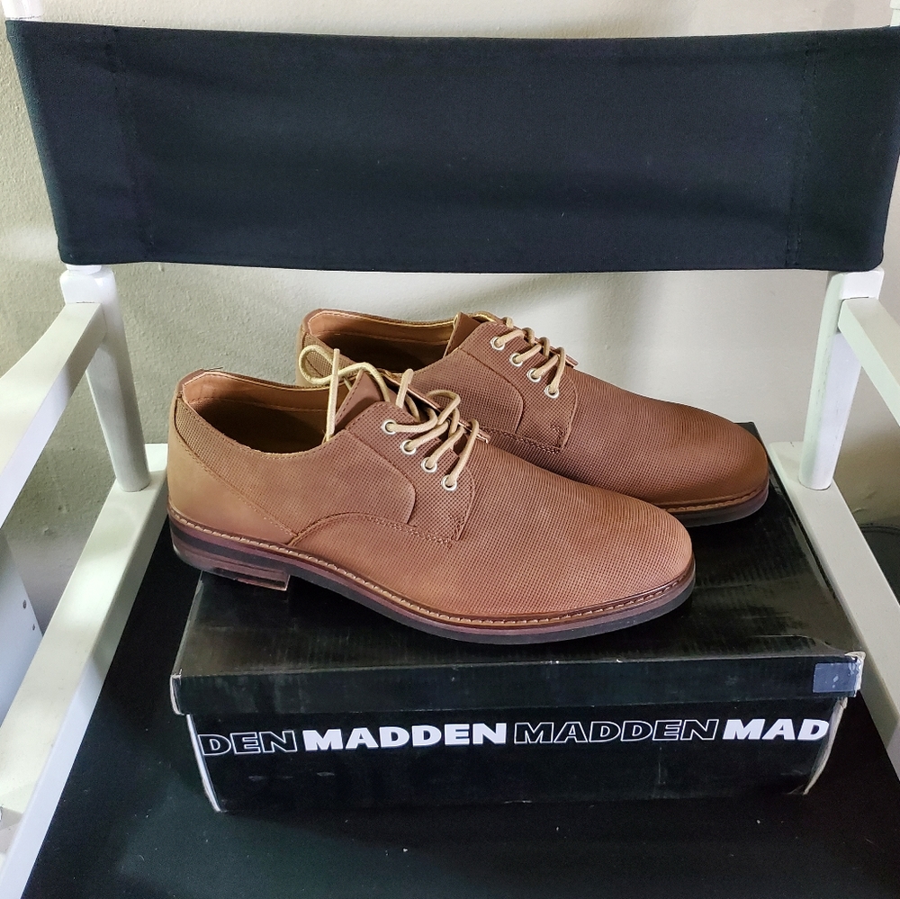 MADDEN Mens M Brewer Oxford Shoe Cognac Suede 10